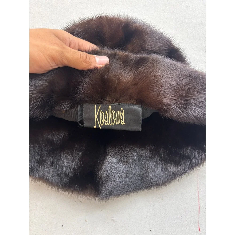 Koslows Vintage Dark Brown Mink Fur Bucket Hat Cloche Winter Cap Monogrammed
